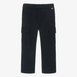 Boys Blue Cotton Cargo Joggers
