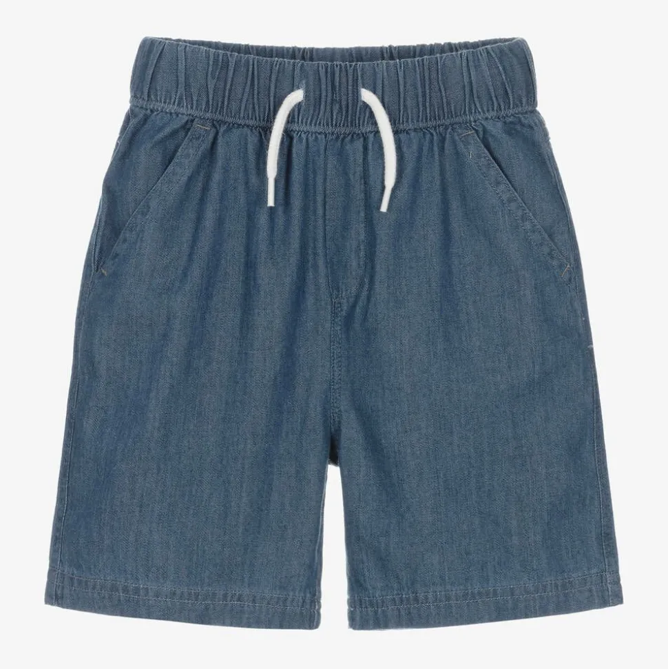 Boys Blue Cotton Chambray Shorts