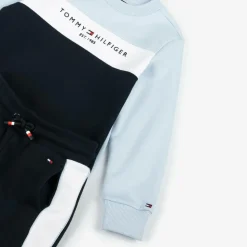 Boys Blue Cotton Colourblock Tracksuit