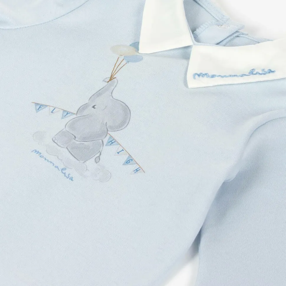 Boys Blue Cotton Disney Babygrow