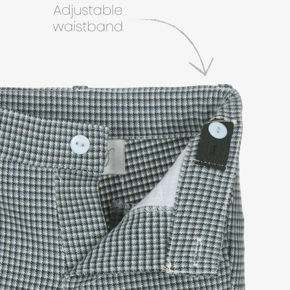 Boys Blue Cotton Dogtooth Trouser Set