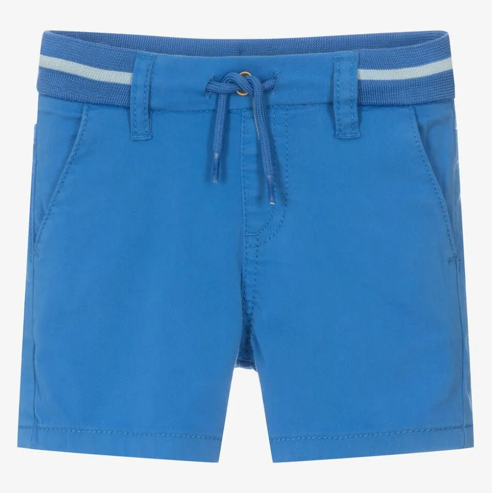 Boys Blue Cotton Drawstring Shorts
