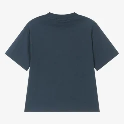 Boys Blue Cotton Eagle Logo T-Shirt