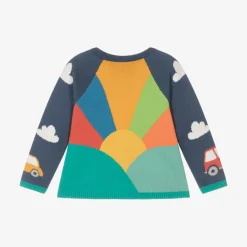 Boys Blue Cotton Knit Sunrise Cardigan
