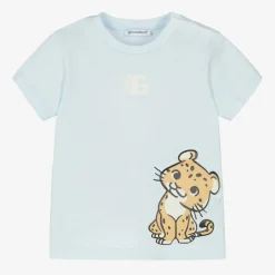 Boys Blue Cotton Leopard T-Shirt