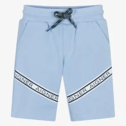 Boys Blue Cotton Logo Tape Shorts