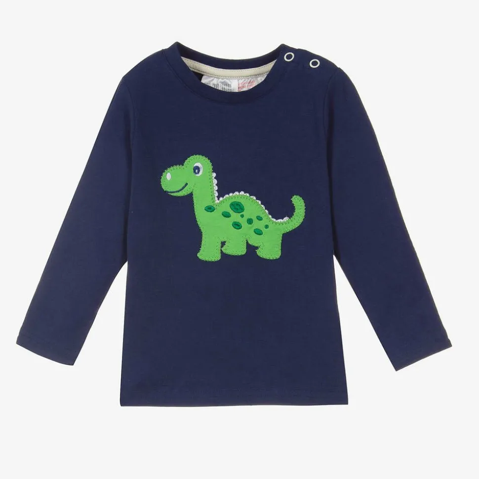 Boys Blue Cotton Maple The Dino Top