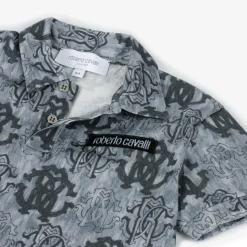 Boys Blue Cotton Monogram Polo Shirt