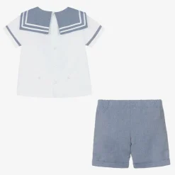 Boys Blue Cotton Sailor Buster Suit