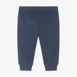 Boys Blue Cotton Space-Patch Joggers