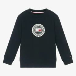 Boys Blue Cotton Stamp Logo Sweatshirt