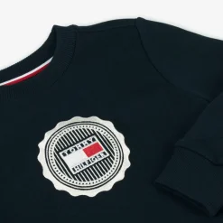 Boys Blue Cotton Stamp Logo Sweatshirt