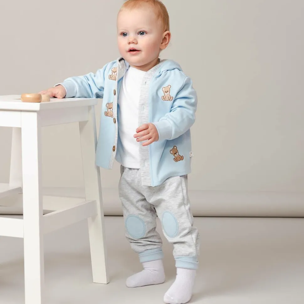 Boys Blue Cotton Teddy Tracksuit Set