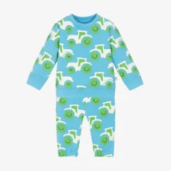 Boys Blue Cotton Tractor Tracksuit