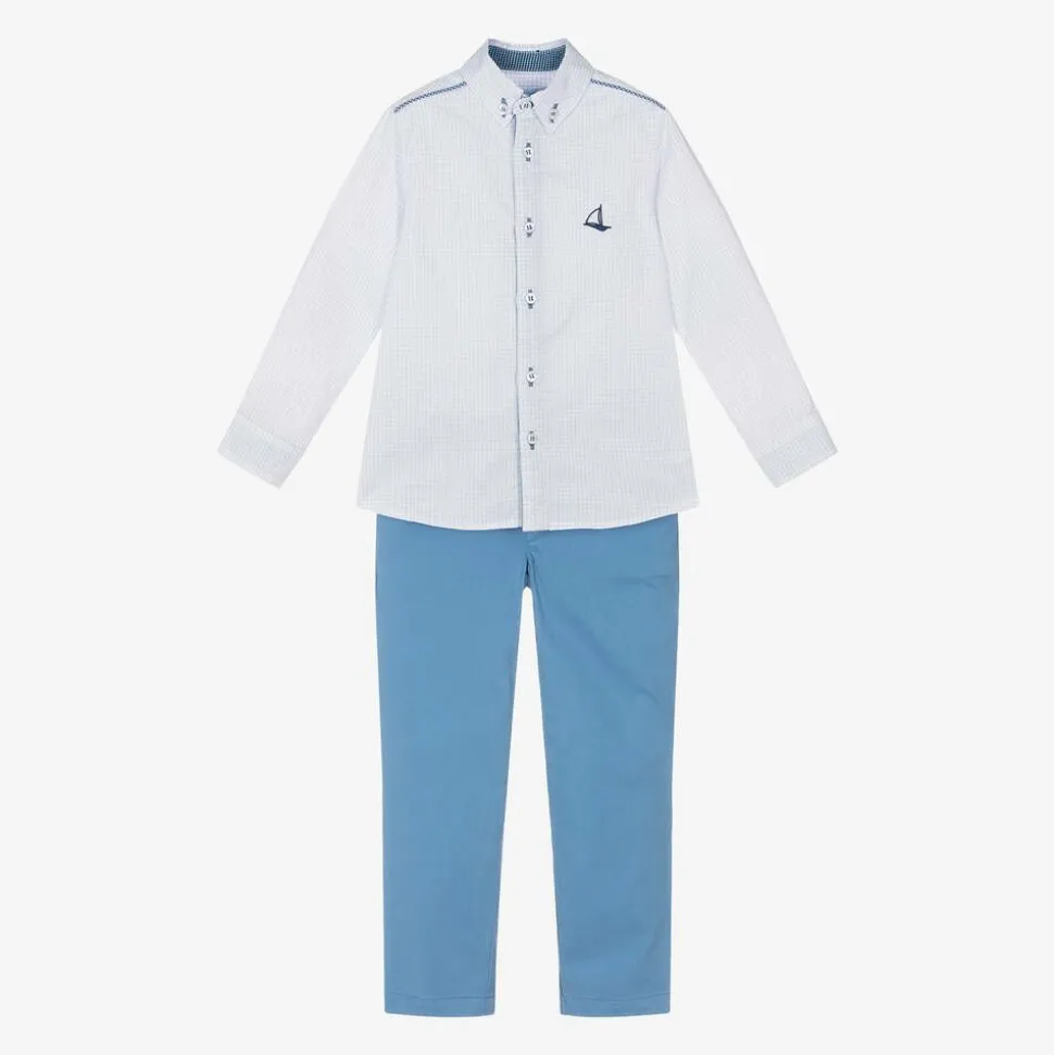 Boys Blue Cotton Trouser Set