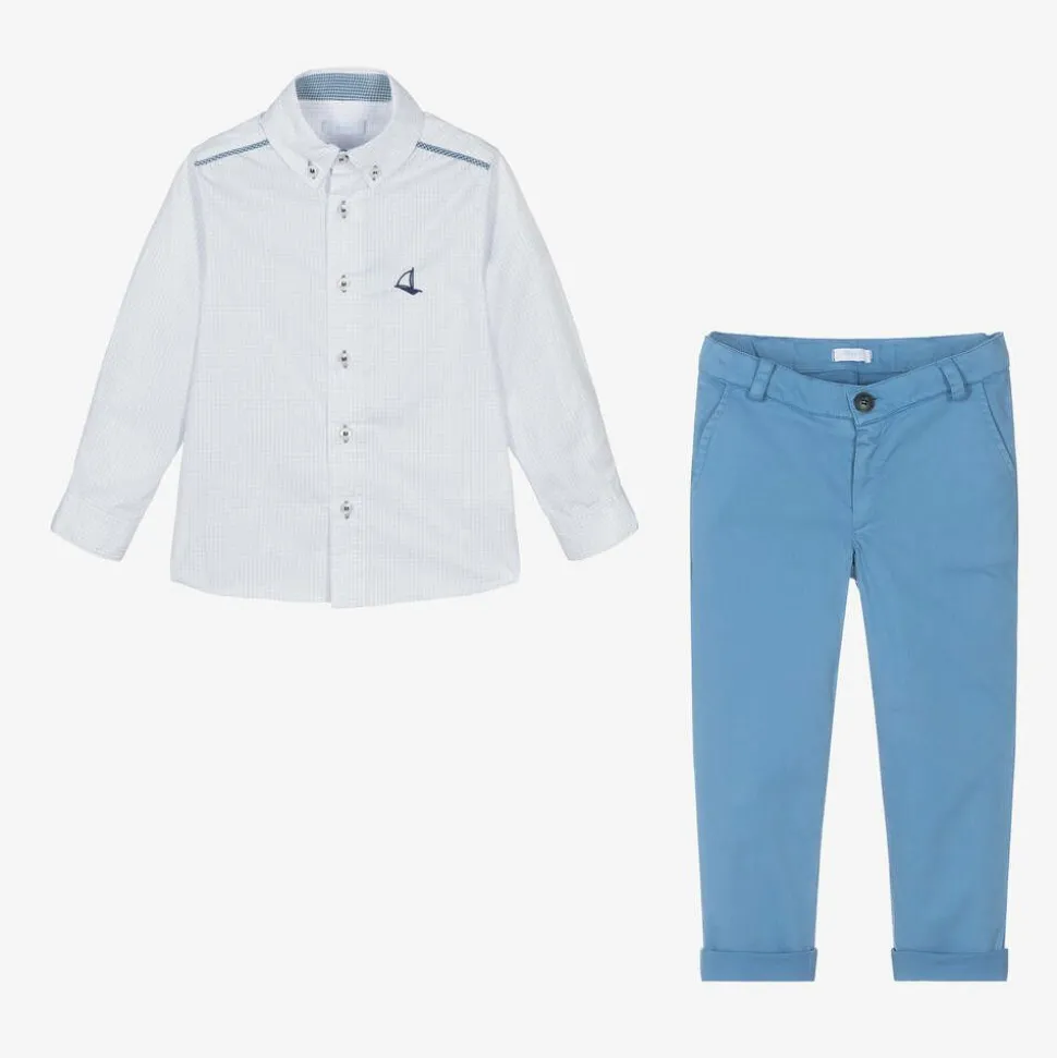Boys Blue Cotton Trouser Set