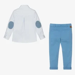 Boys Blue Cotton Trouser Set