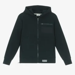 Boys Blue Cotton Zip-Up Hoodie