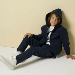 Boys Blue Cotton Zip-Up Hoodie