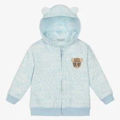 Boys Blue Cotton Zip-Up Top