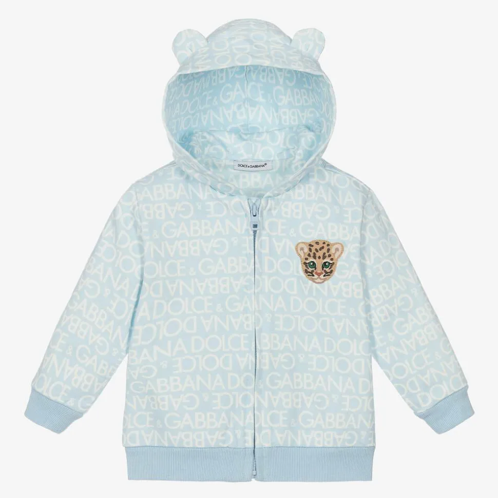 Boys Blue Cotton Zip-Up Top