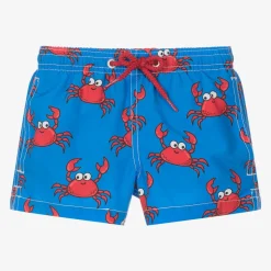 Boys Blue Crab Print Swim Shorts