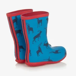 Boys Blue Elk Print Rain Boots