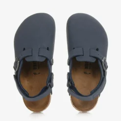 Boys Blue Faux Leather Clog Sandals