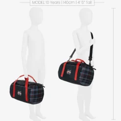 Boys Blue Global Stripe Check Sports Bag