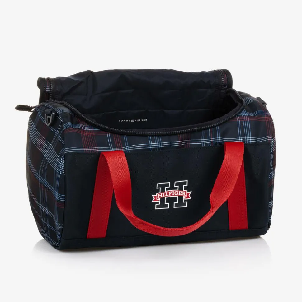 Boys Blue Global Stripe Check Sports Bag