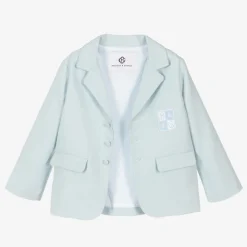 Boys Blue Herringbone Cotton Shorts Suit