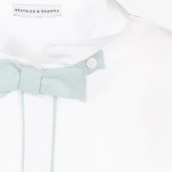 Boys Blue Herringbone Cotton Shorts Suit