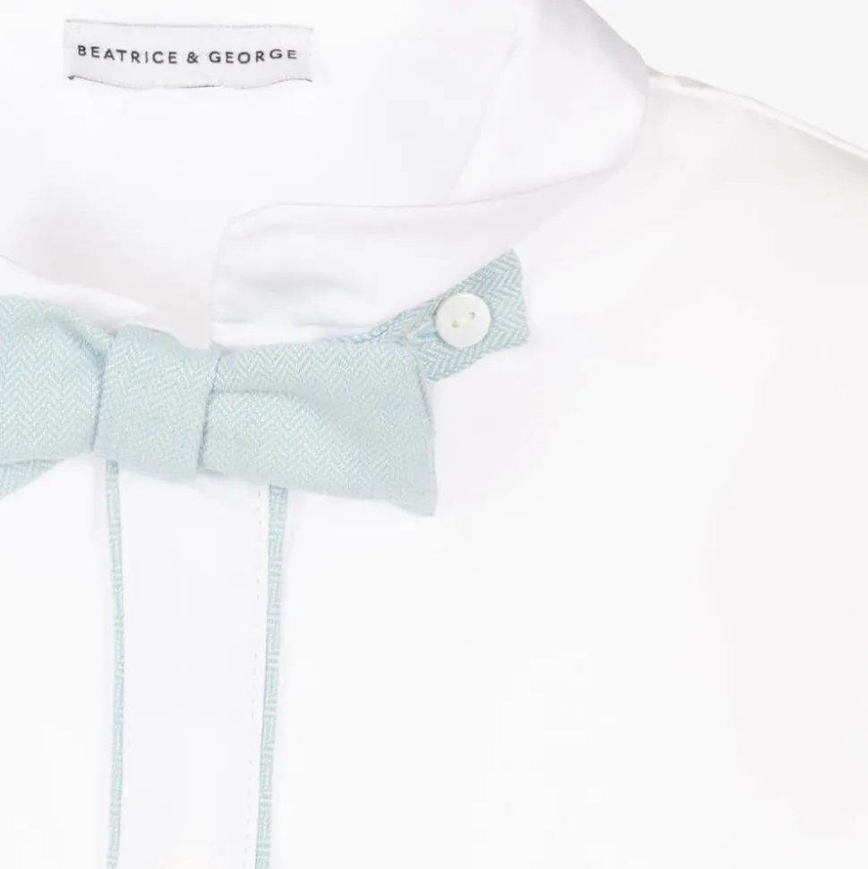 Boys Blue Herringbone Cotton Shorts Suit