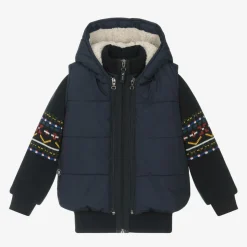 Boys Blue Hooded Gilet & Zip-Up Top 2 in 1