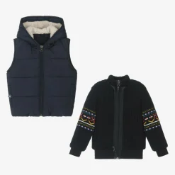 Boys Blue Hooded Gilet & Zip-Up Top 2 in 1