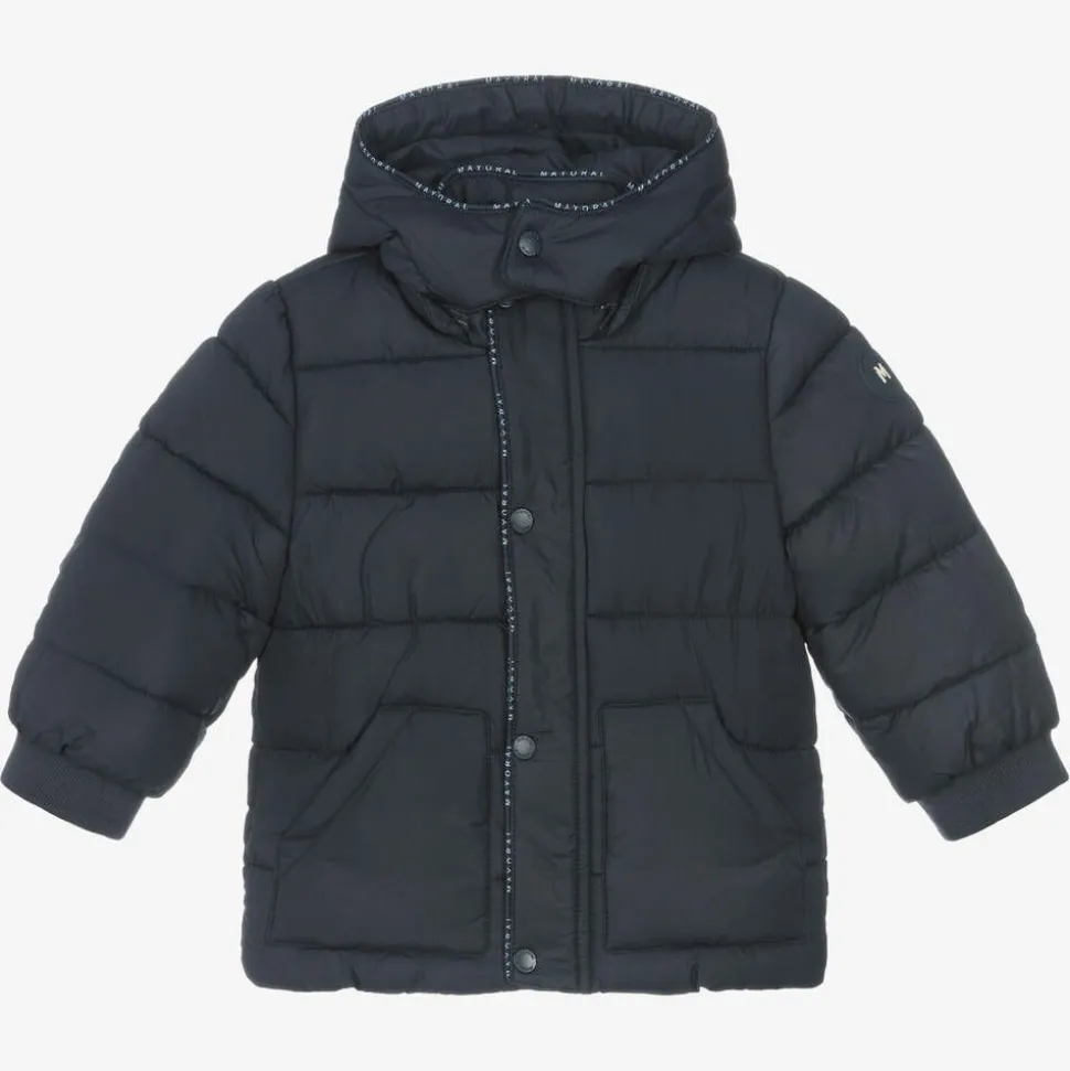 Boys Blue Hooded Puffer Coat