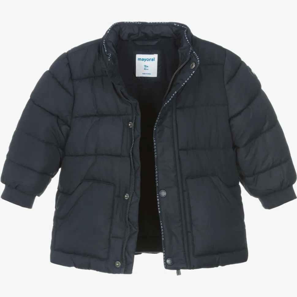 Boys Blue Hooded Puffer Coat