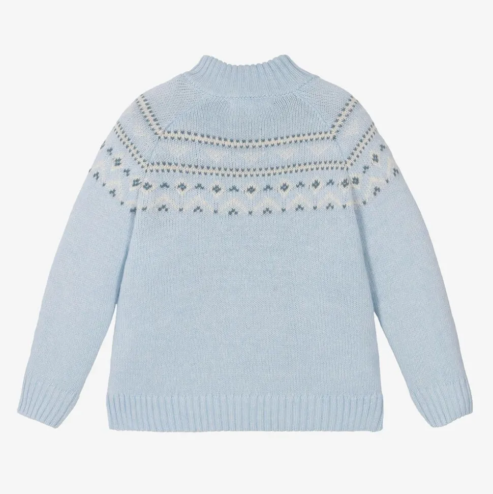 Boys Blue Knitted Fair Isle Sweater
