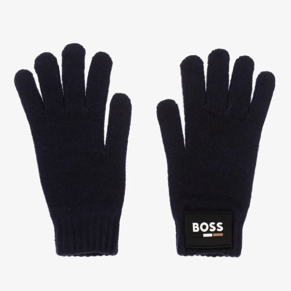 Boys Blue Knitted Gloves