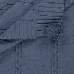 Boys Blue Knitted Pom-Pom Blanket (92cm)