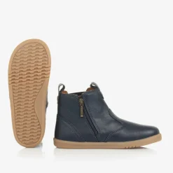 Boys Blue Leather Ankle Boots
