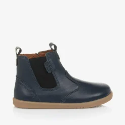 Boys Blue Leather Ankle Boots