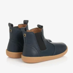 Boys Blue Leather Ankle Boots