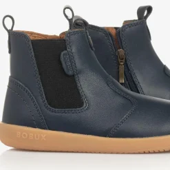 Boys Blue Leather Ankle Boots