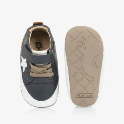 Boys Blue Leather First Walker Shoes