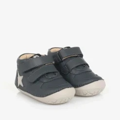 Boys Blue Leather First Walker Shoes