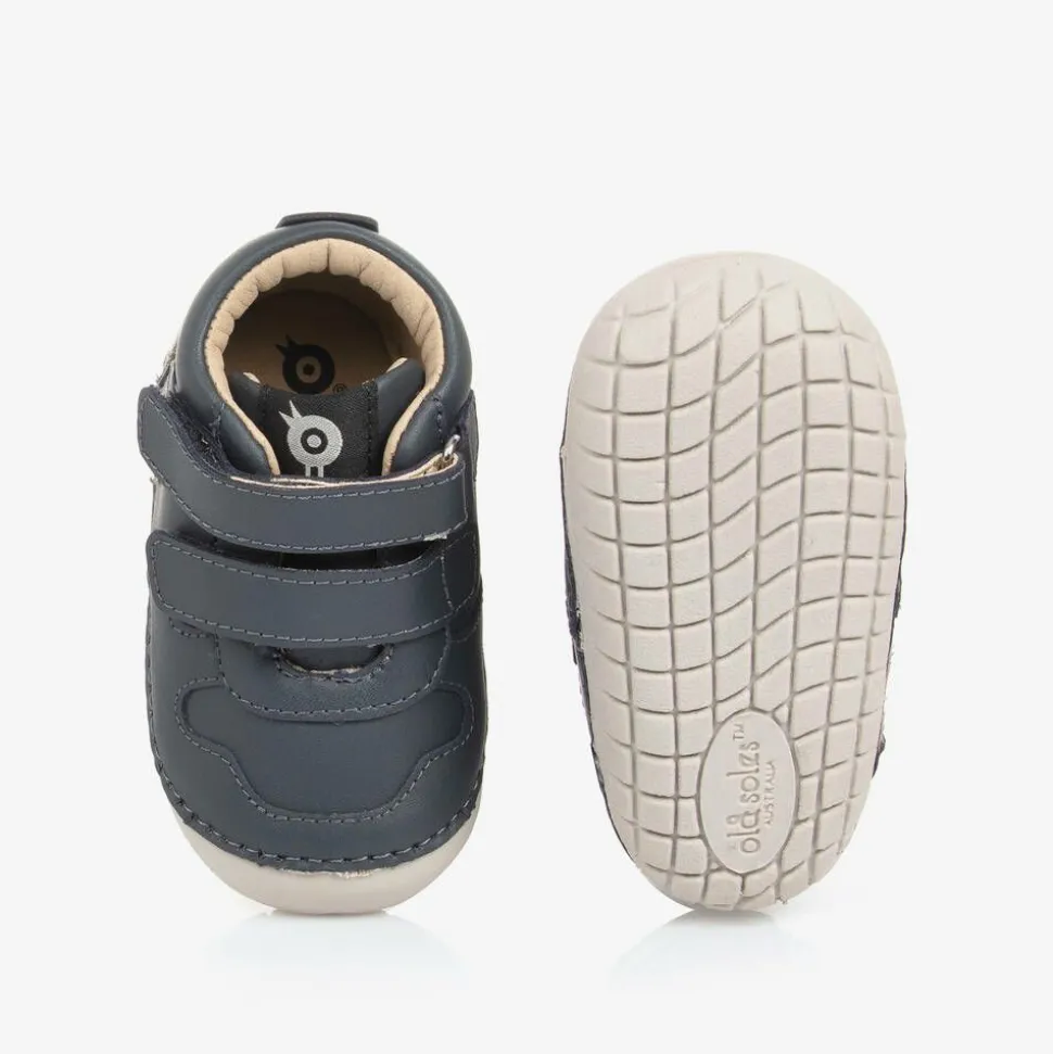 Boys Blue Leather First Walker Shoes