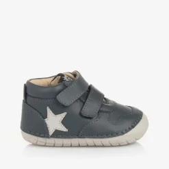Boys Blue Leather First Walker Shoes