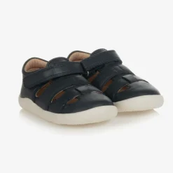 Boys Blue Leather First Walker Sandals