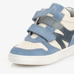 Boys Blue Leather Velcro Trainers